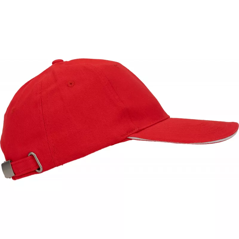 Czapka z daszkiem bawełniana 6 paneli, 260 g/m² CURTIS - czerwony (5046605)