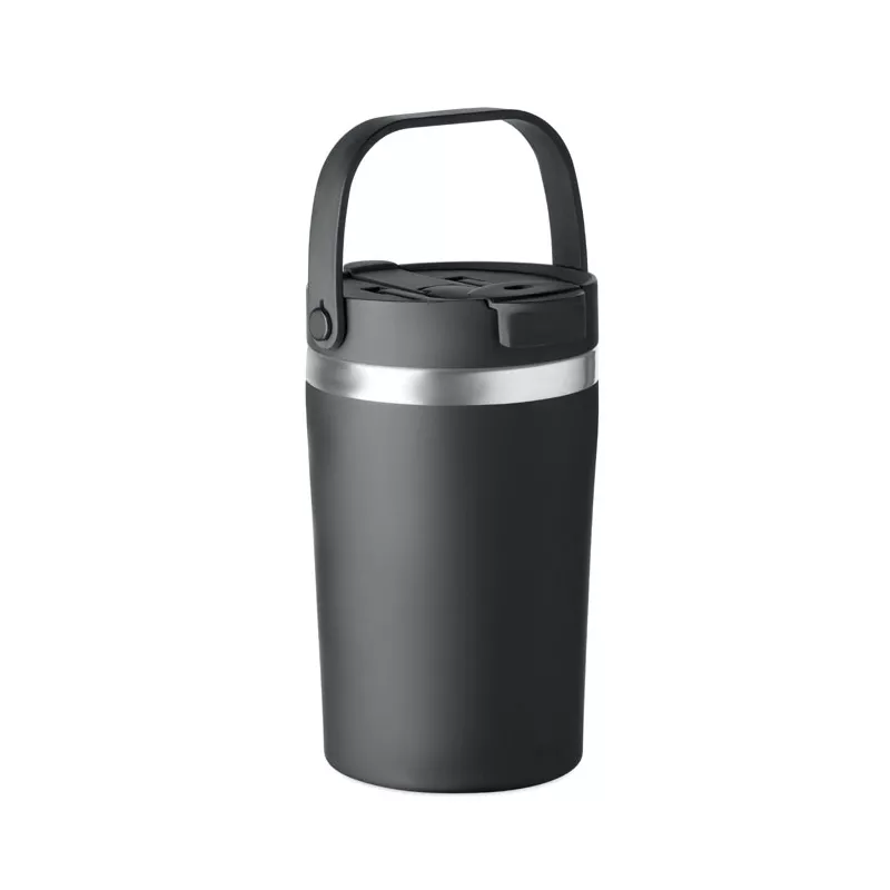 Kubek termiczny ze słomką i paskiem 350 ml COZYCUP - Czarny (MO2922-03)