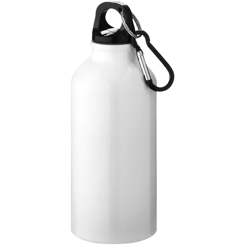 Butelka reklamowa 400 ml Oregon aluminiowa z karabińczykiem - Biały (10000208)