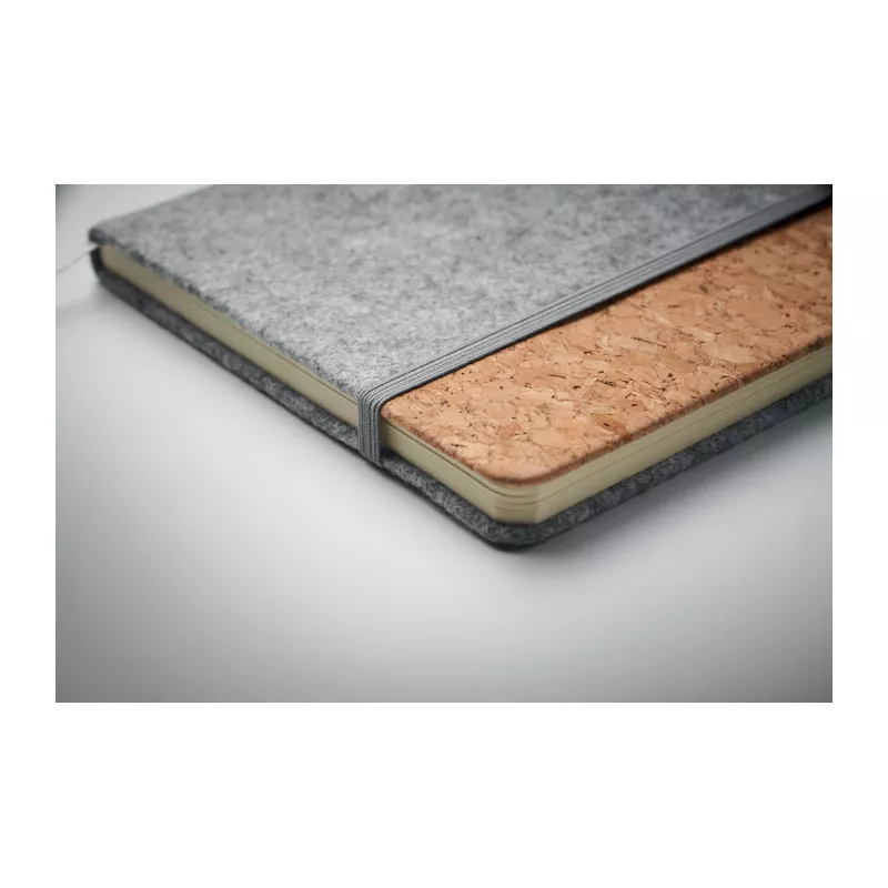 Notes A5 w okładce z filcu 80 kartek w linię CORKBOOK - Szary (MO2553-07)