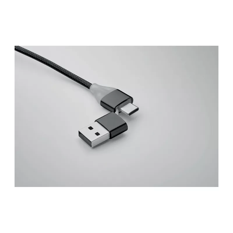 Kabel do ładowania 4 w 1 z brelokiem BLUE - Czarny (MO2141-03)