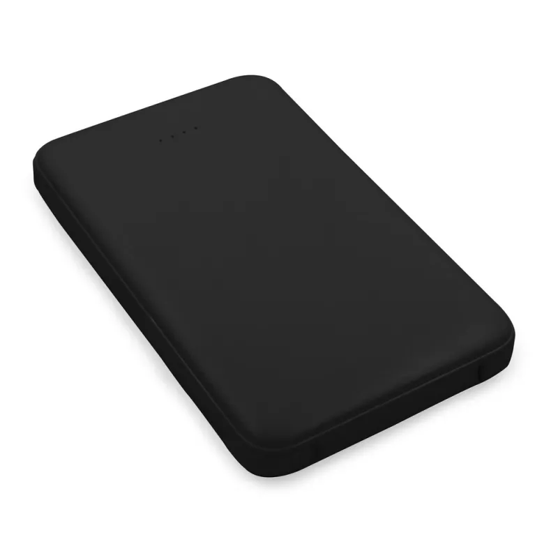 Power bank 5000 mAh ze zintegrowanymi kablami, adapter w komplecie | Presley - czarny (V0905-03)