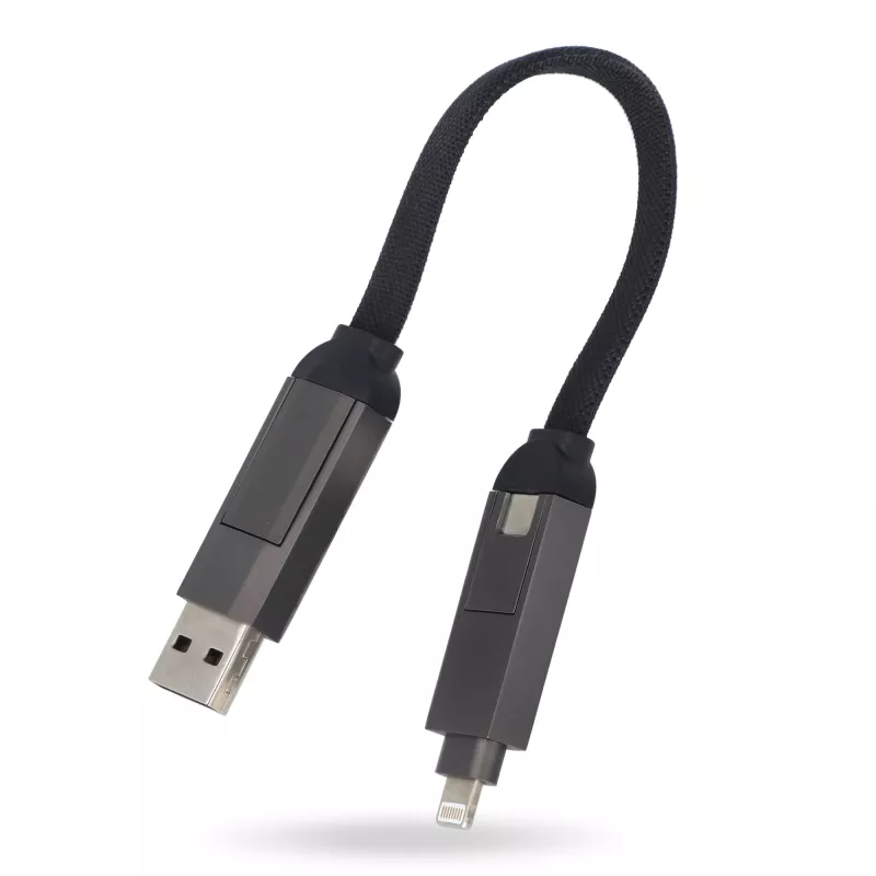 Wielofunkcyjny brelok OTG z kablem 4 w 1 o mocy 60W - czarny (LT95660-N0002)