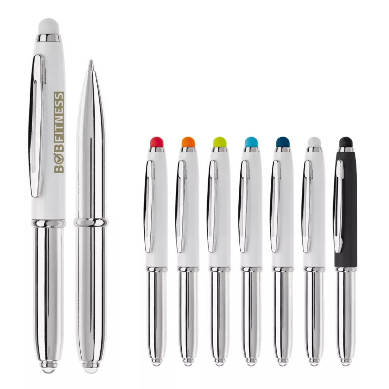 Długopis Stylus Shine z touch penem i z latarką - czarny (LT87794-N0002)