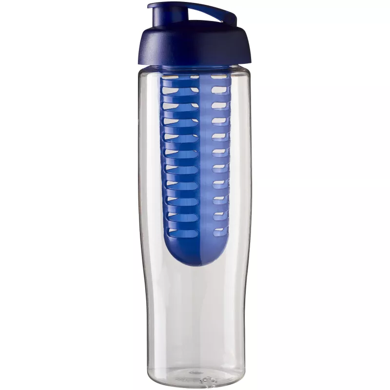 Bidon H2O Tempo® o pojemności 700 ml z wieczkiem zaciskowym zmożliwością przyrządzania wody smakowej - Niebieski-Przezroczysty (21004101)