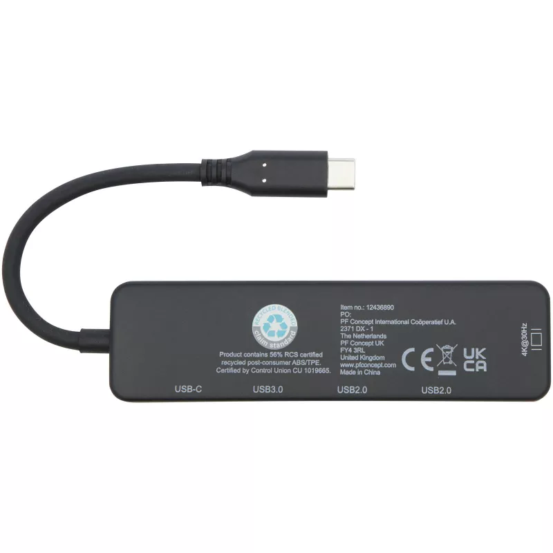 Loop adapter multimedialny USB 2.0-3.0 z portem HDMI wykonany z tworzyw sztucznych pochodzących z recyklingu z certyfikatem R - Czarny (12436890)