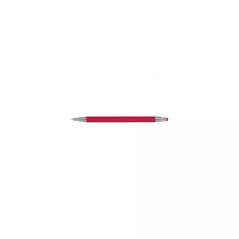 Długopis metalowy gumowany z touch penem - czerwony (1096405)