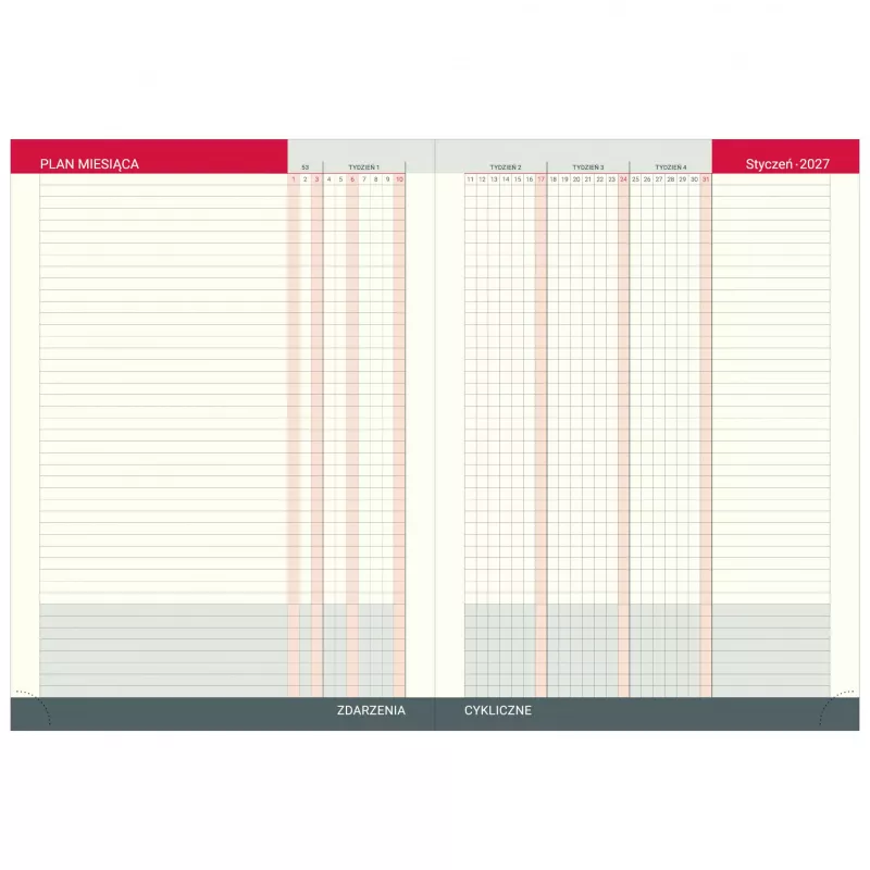 Kalendarz książkowy A5, dzienny, bez registrów, VIVO - różne kolory (KK-BCV-705.D)