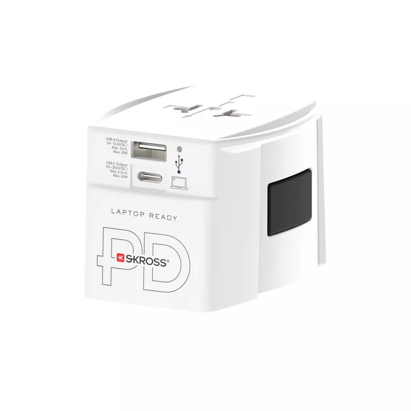 SKROSS® MUV AC65PD – uniwersalna przejściówka z kablem USB-C  - Biały (12462001)