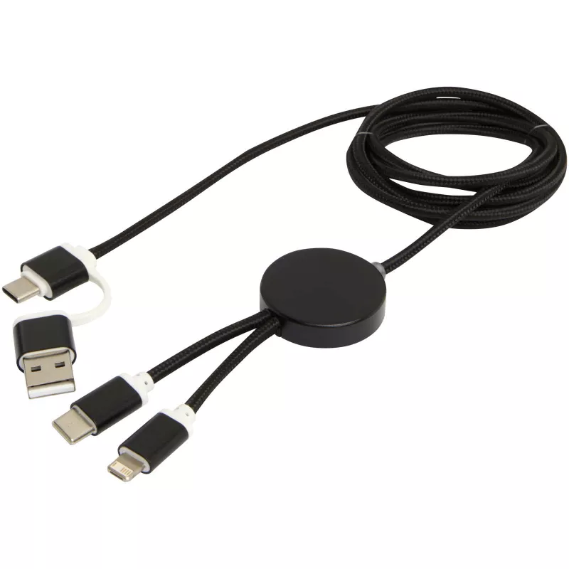 Alasia kabel do synchronizacji danych i szybkiego ładowania 5 w 1 27 W o długości 150 cm z tworzyw sztucznych i aluminium pochodzących z recyklingu - Czarny (12442590)