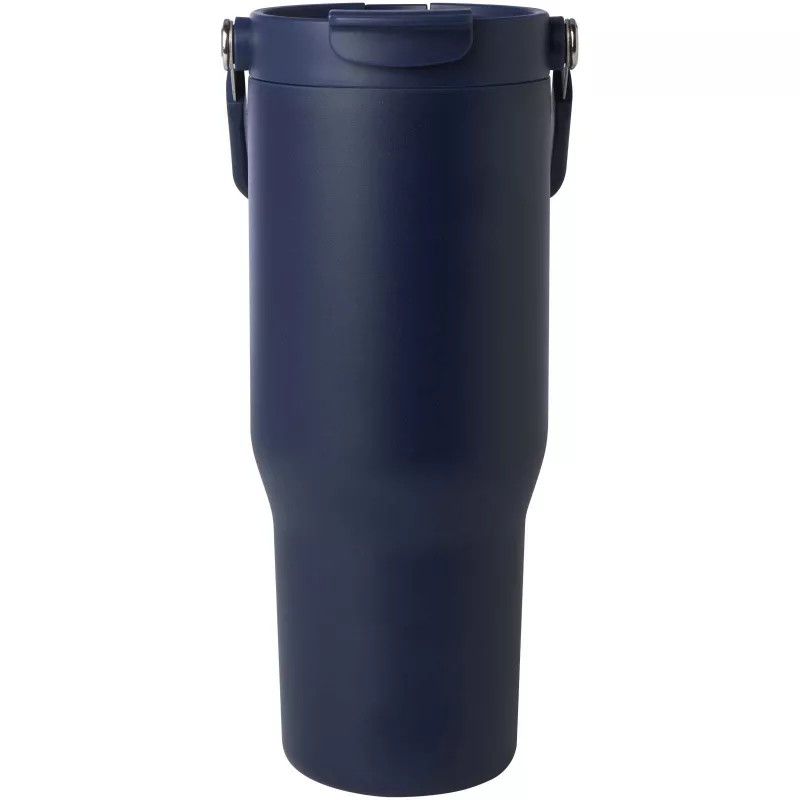 Kubek Bronx o pojemności 900 ml, z izolacją próżniową, wykonany ze recyklingowanej stali nierdzewnej z certyfikatem RCS i z miedzi, z wielofukncyjną zakrętką - Granatowy (10086455)