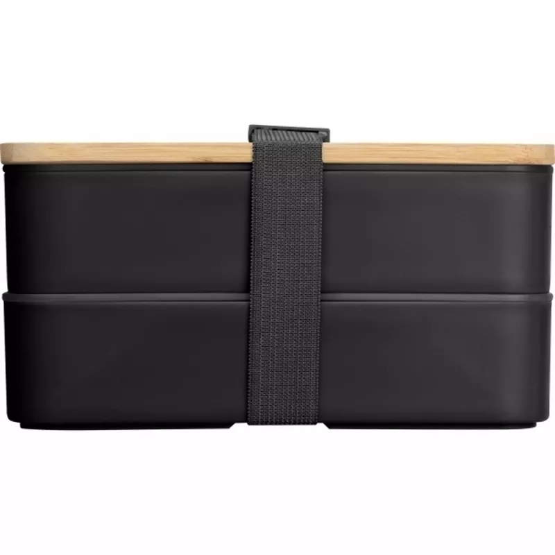 Lunch box 2x600 ml ze sztućcami PESCARA - czarny (253103)