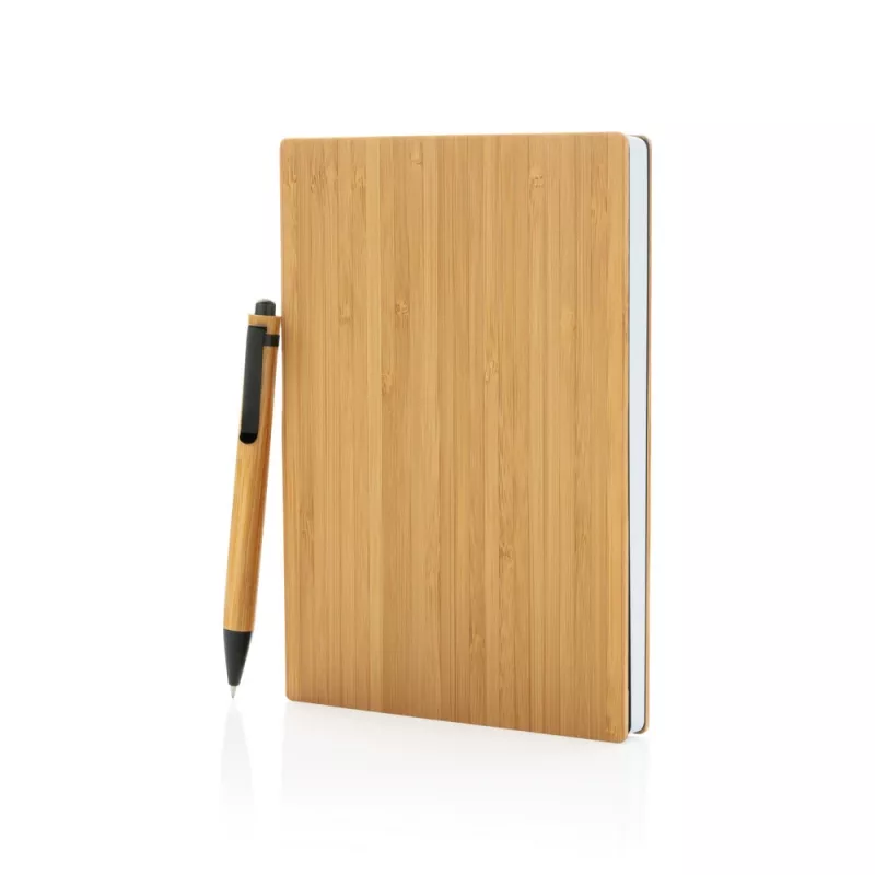 Bambusowy notatnik A5 z bambusowym długopisem - brązowy (P772.159)