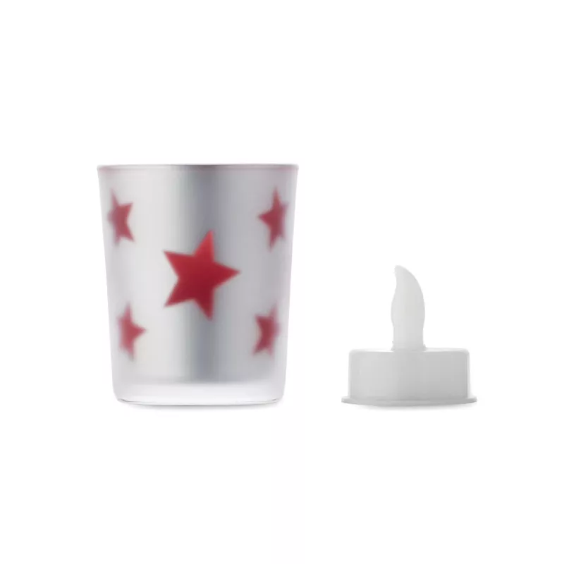 Świeczka LED tealight w szklanym słoiku LANDLE - Czerwony (CX1572-05)