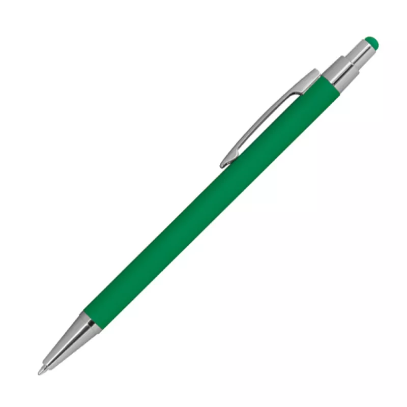 Długopis metalowy gumowany z touch penem - zielony (1096409)