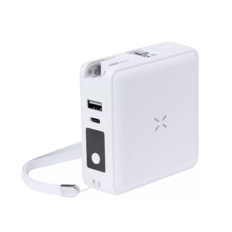 Adapter podróżny, bezprzewodowy power bank 10000 mAh, ładowarka bezprzewodowa 15W - biały (V2027-02)