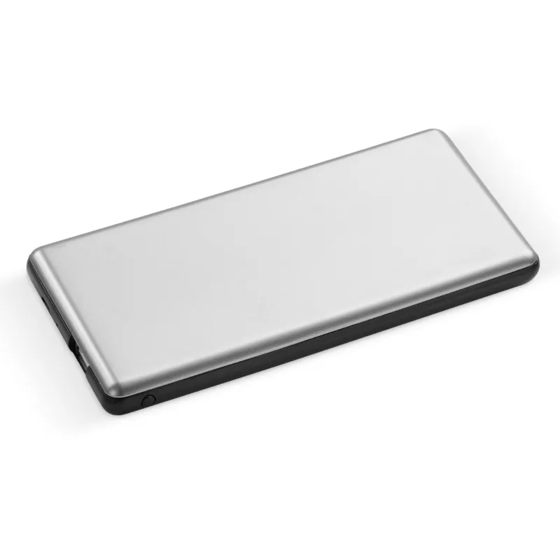 Rozświetlone logo -  powerbank 4000mAh - srebrno / czarny (LT91288-N0502)