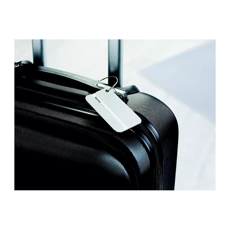 Zawieszka do bagażu aluminiowa z linką TAGGY - Srebrny Mat (MO8352-16)