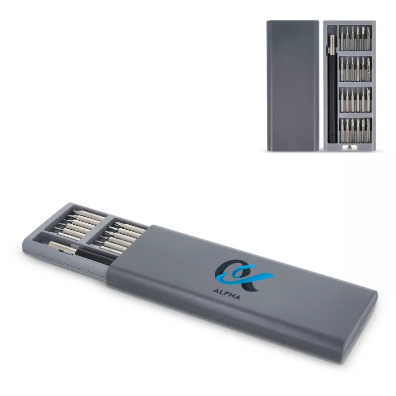 Zestaw precyzyjnych śrubokrętów 24 w 1 z organizerem - szary (LT93417-N0061)