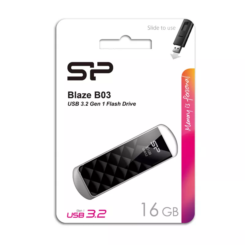 PENDRIVE B03, 16GB 3.2 SILICON POWER - czarny (EG829103 16GB)