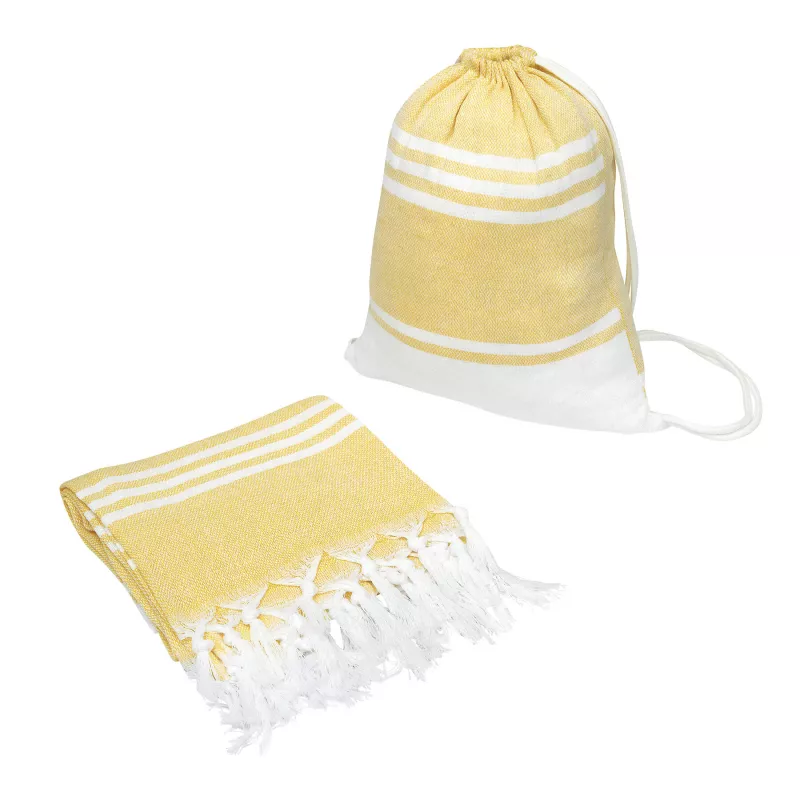 Duży ręcznik plażowy lub do sauny - biały, żółty (56-1089104)