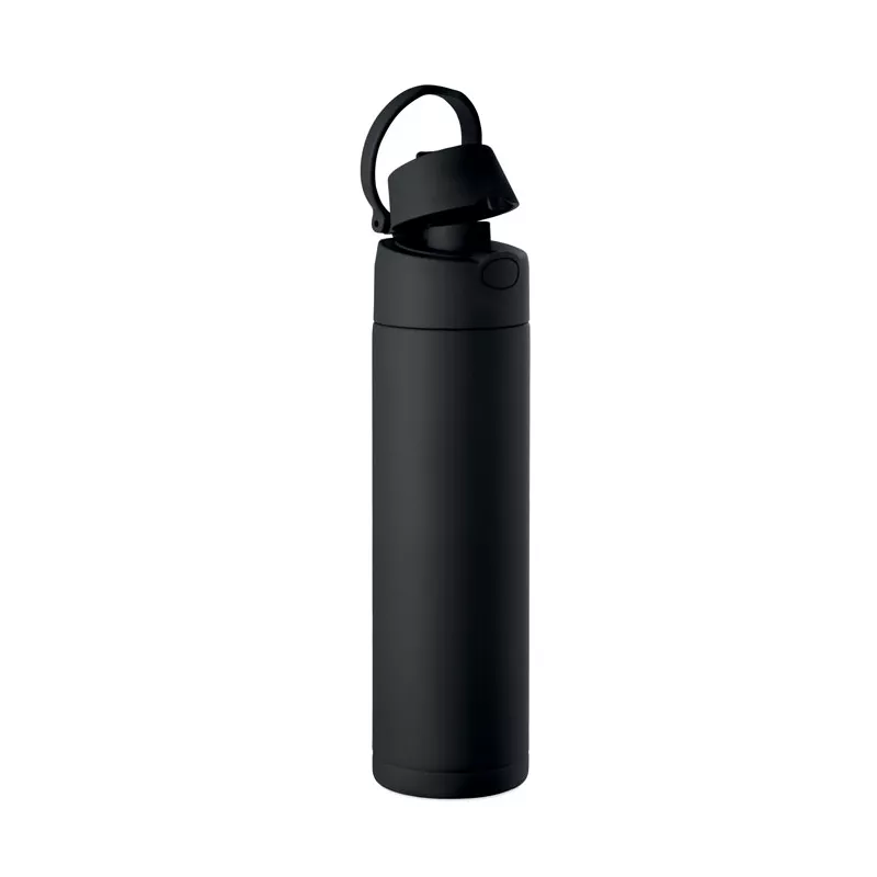 Butelka stalowa ze słomką 650 ml TOIEN ONE - Czarny (MO2989-03)
