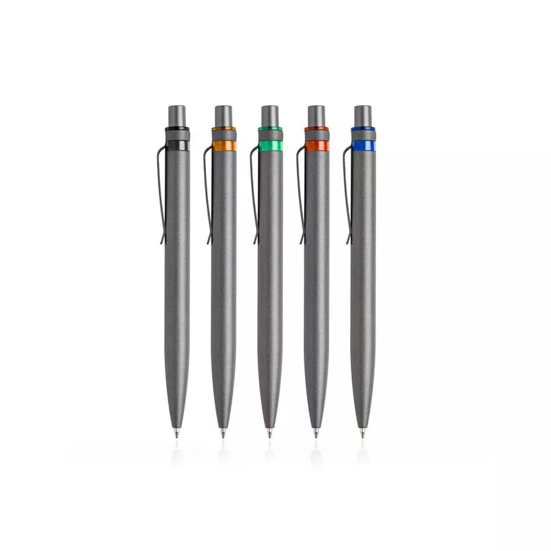 Aluminiowy długopis z recyklingu z kolorowym akcentem - Czarny (IP13155211)