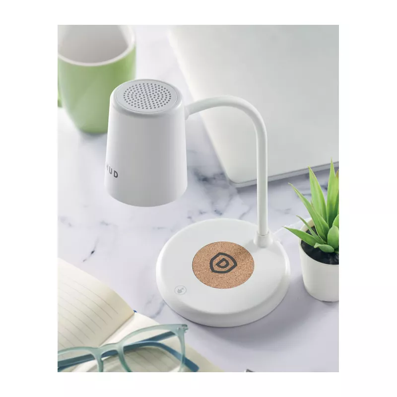 Lampka z ładowarką indukcyjną 15W i głośnikiem SPOT - Bialy (MO2124-06)