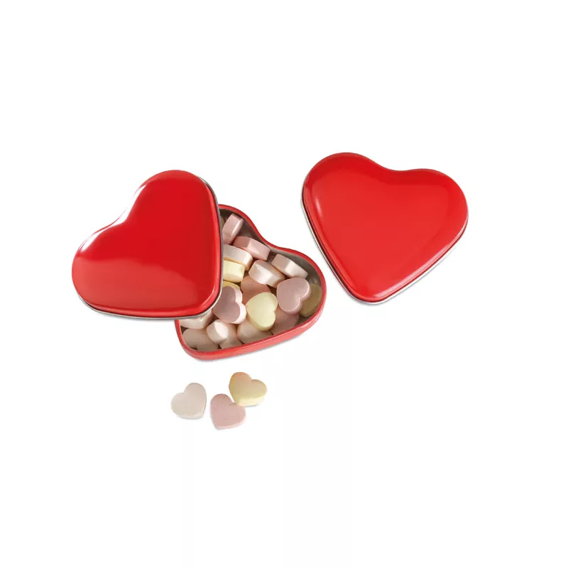 Cukierki 24 g w metalowej puszce serce LOVEMINT - Czerwony (MO7234-05)