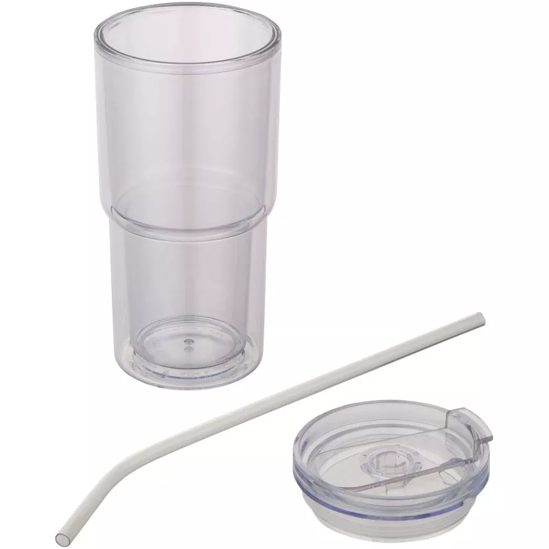 Kubek plastikowy Archer o pojemności 480 ml z podwójnymi ściankami - Przezroczysty bezbarwny (10096701)