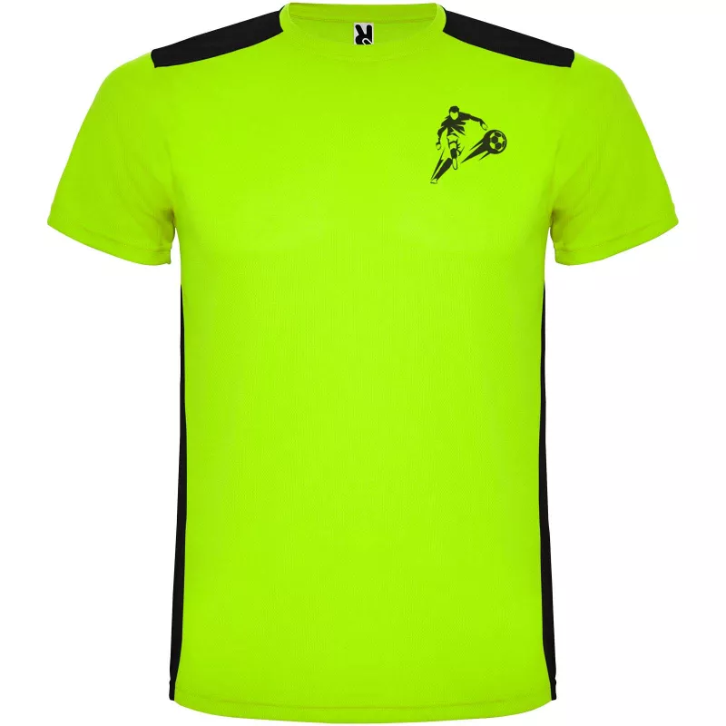 Detroit sportowa koszulka dziecięca z krótkim rękawem - Czarny-Limonka (K6652-BLACK-LIME)