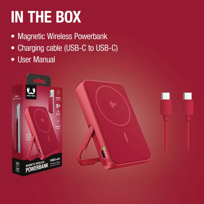 Fresh 'n Rebel Powerbank bezprzewodowy 10000 mAh kompatybilny z MagSafe - czerwony (LT49745-N0021)