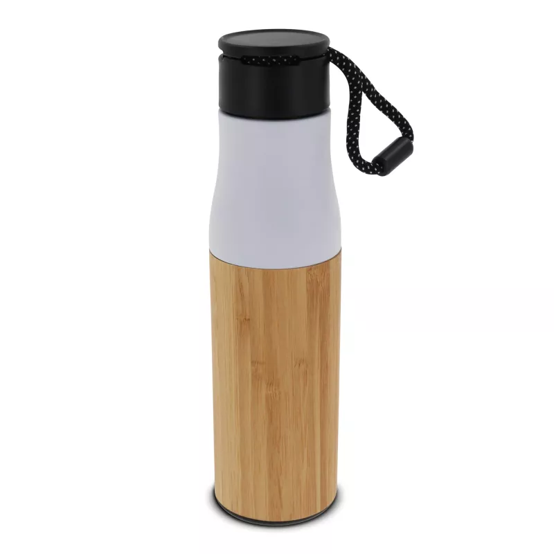 Termiczna butelka bambusowa z uchwytem 500ml - biały (LT98857-N0001)