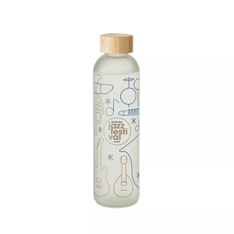 Butelka szklana z bambusową pokrywką 650 ml LOM - Przezroczysty Bialy (MO6921-26)