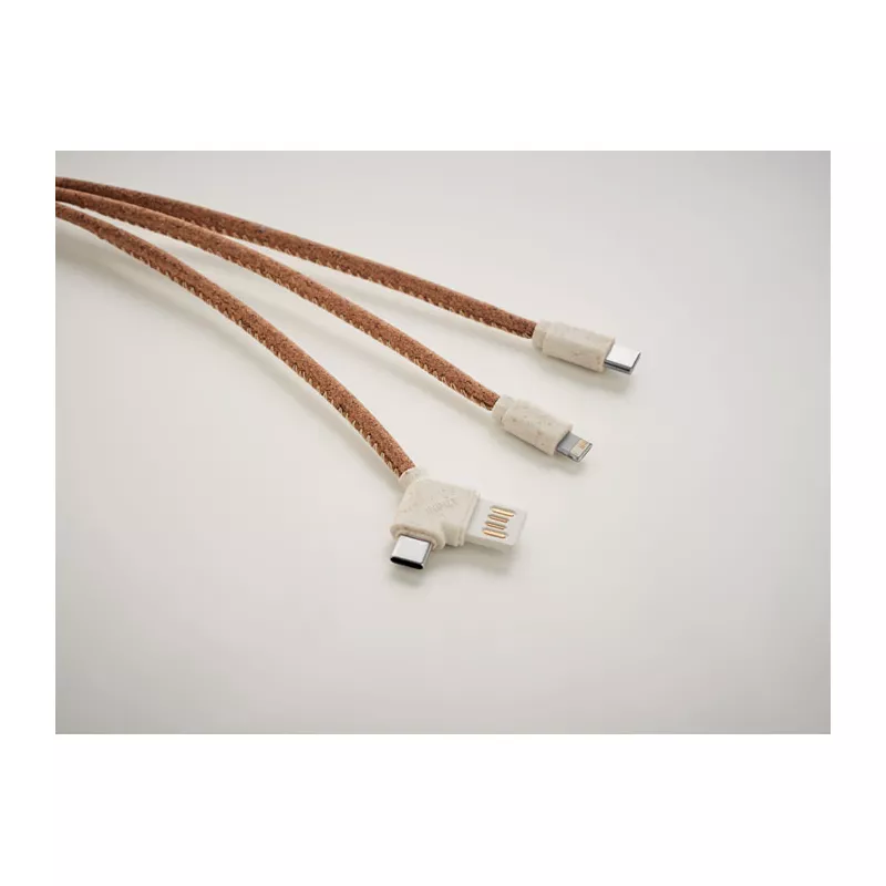 Kabel do ładowania 3 w 1 w korkowej obudowie CABIE - Bezowy (MO6812-13)