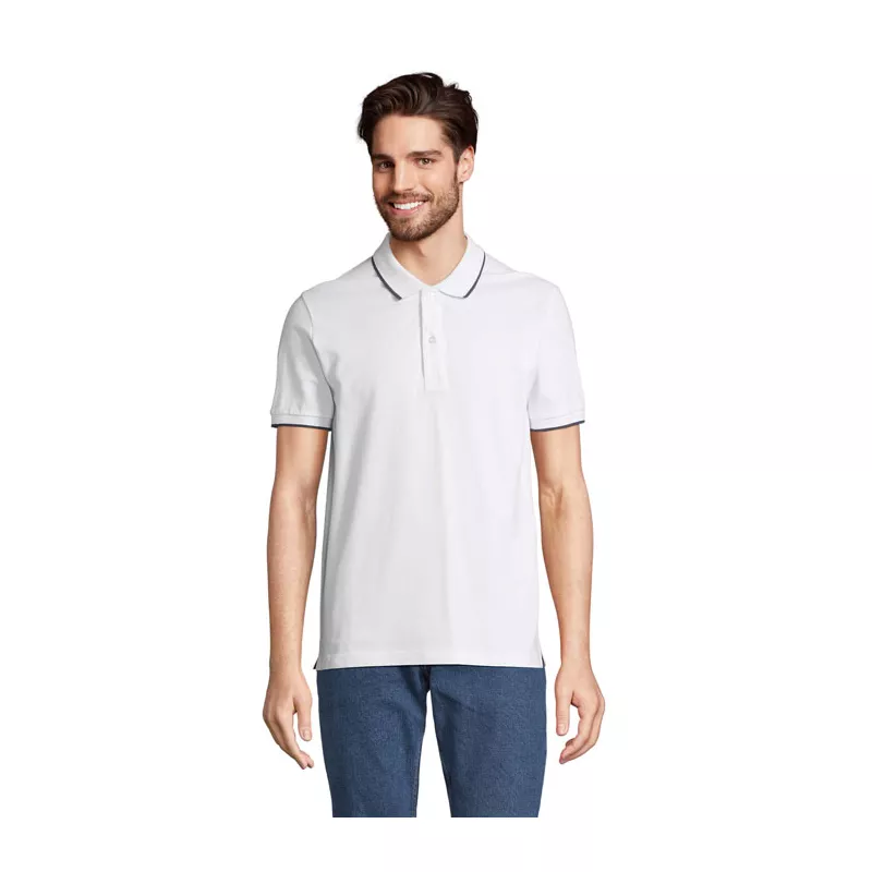 Koszulka polo unisex z prążkiem Sol's PALERMO - White/French Navy (S04769-FV)
