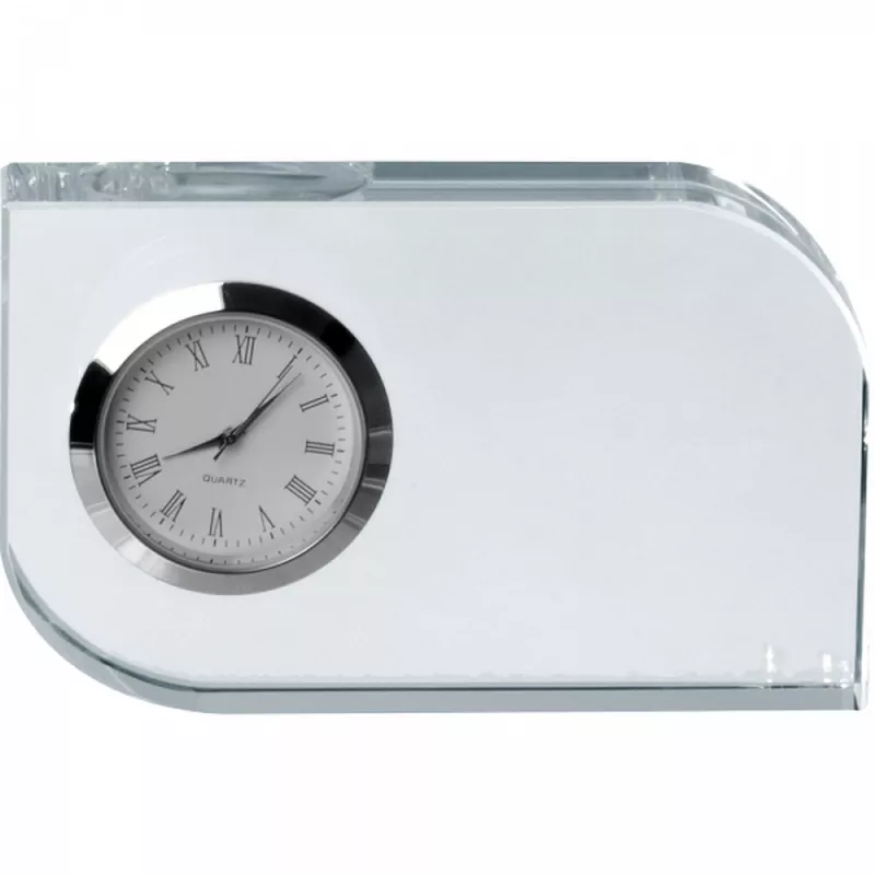 Szklany blok z zegarem GERALD - przeźroczysty (2750366)