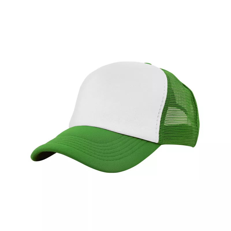 Czapka z daszkiem typu trucker z poliestru 120 g/m² #3803 - Biały-szmaragdowa zieleń (HW-3803-WHITE/EMERALD GREEN)