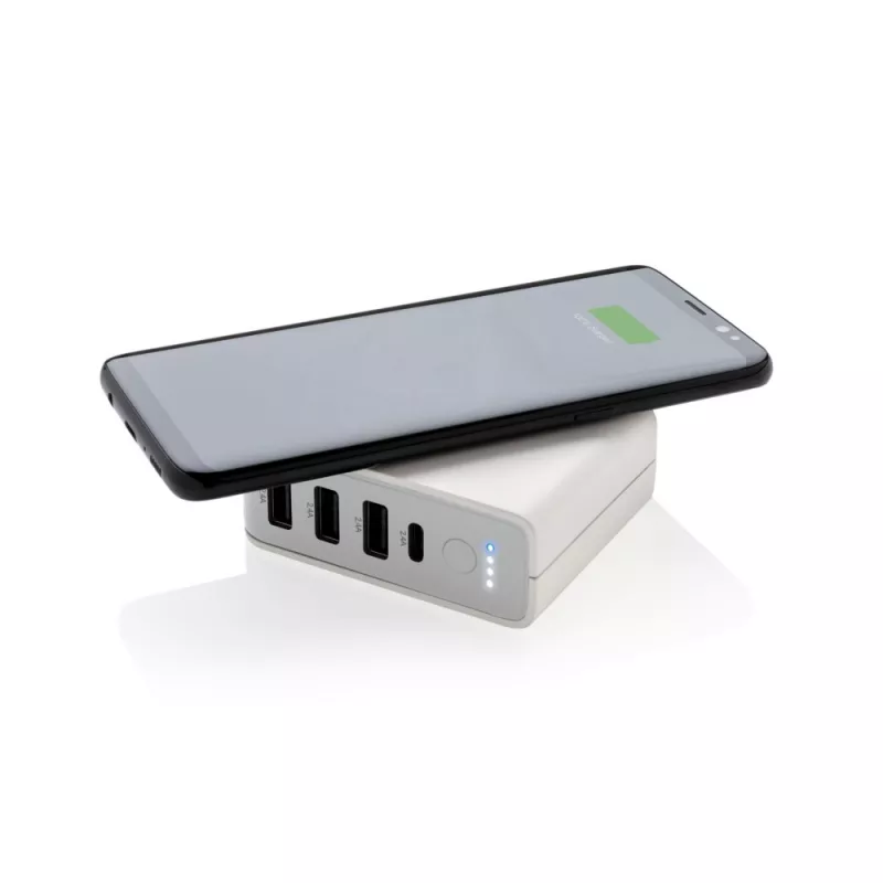 Adapter podróżny, bezprzewodowy power bank 6700 mAh - biały (P820.551)