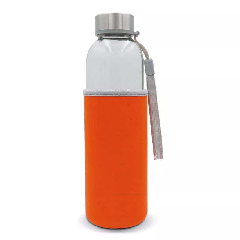 Szklana butelka w pokrowcu 500 ml - pomarańczowy transparentny (LT98822-N0426)