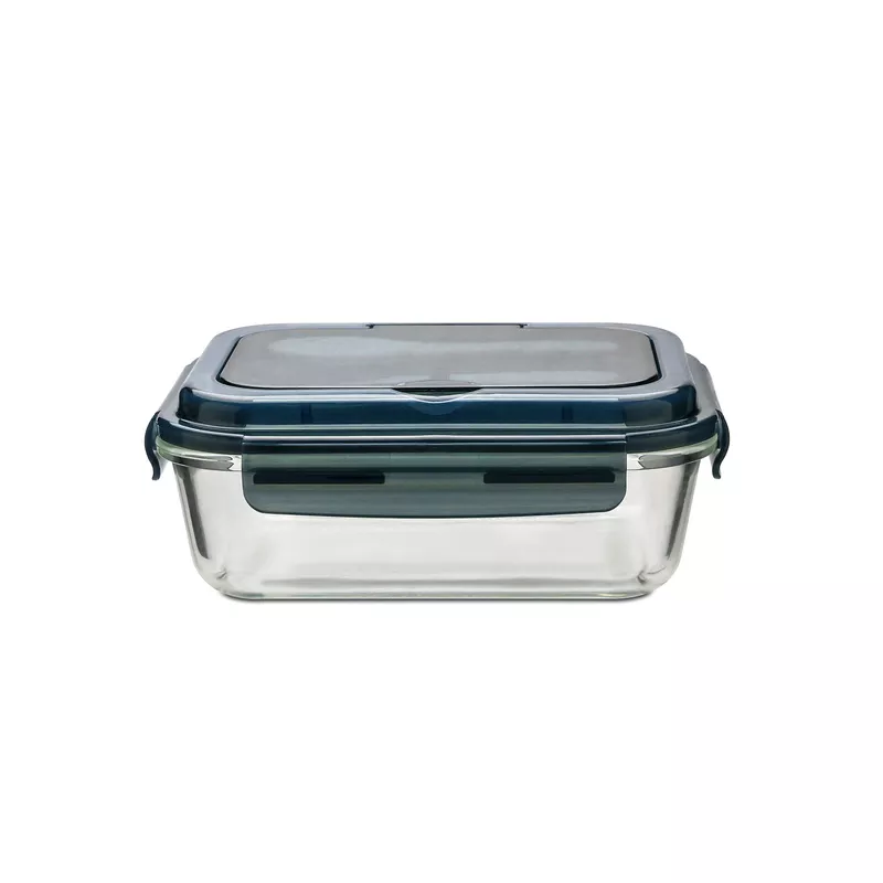 Szklany lunch box ze sztućcami 1000 ml Lagos - czarny (R08444.02)