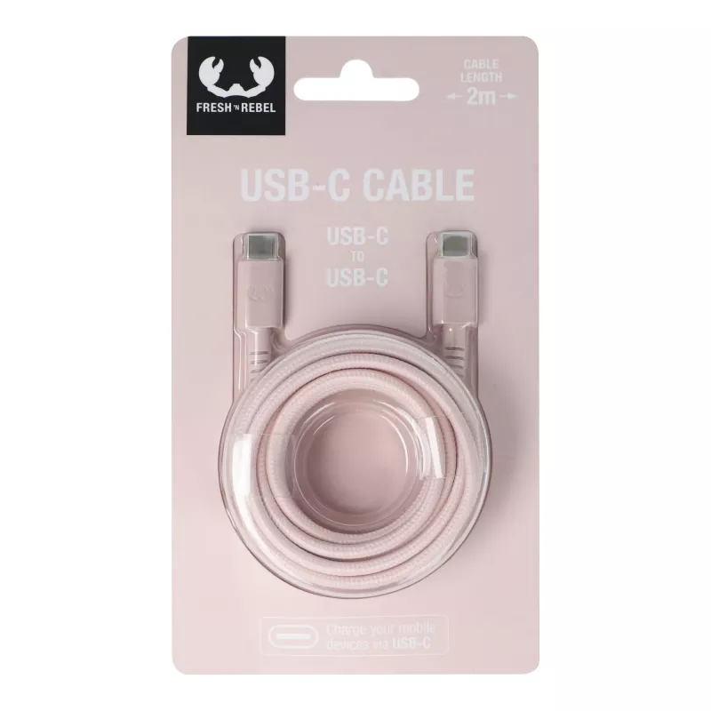 2UCC200 | Kabel Fresh 'Rebel USB-C do USB-C 2,0 m - pasteloworóżowy (LT49409-N0079)