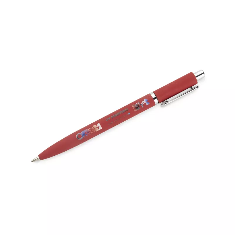 Długopis metalowy z powłoką typu soft touch ELMO - czerwony (19084-04)
