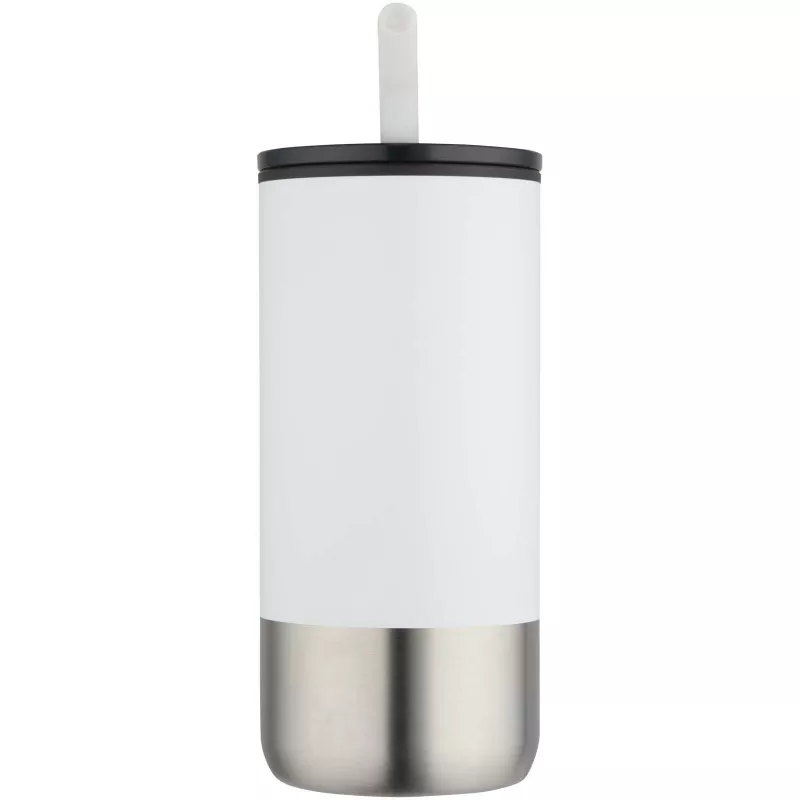 Grayson izolowany kubek z certyfikatem RCS z recyklingu o pojemności 480 ml z silikonową słomką - Biały (10091801)