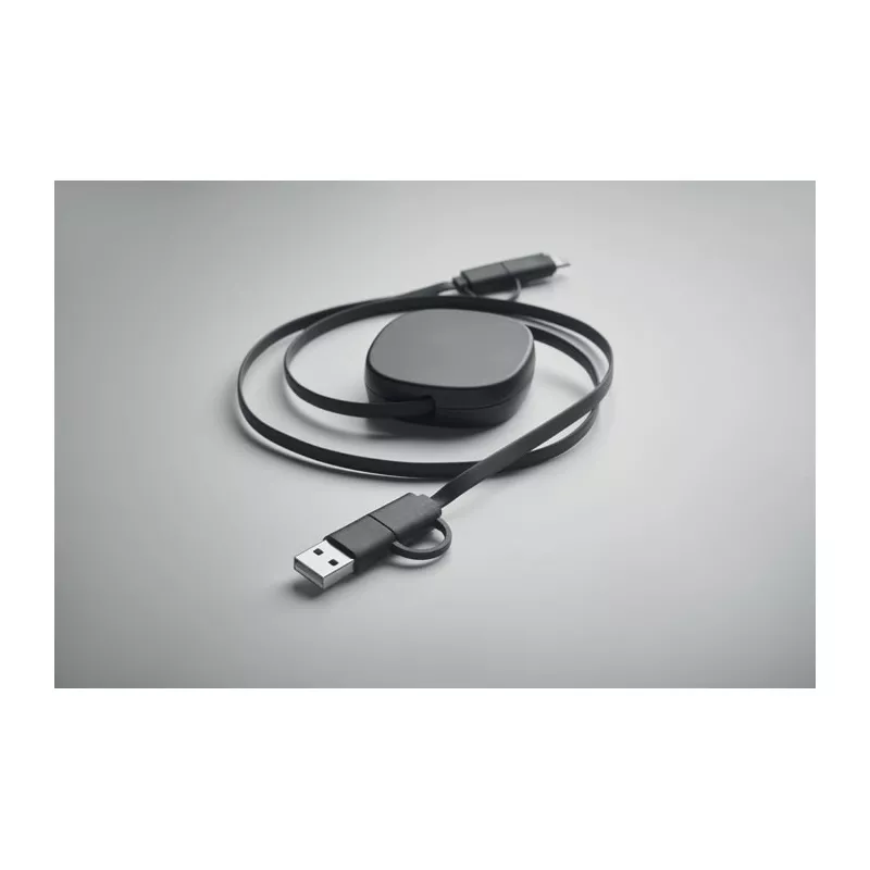 Kabel do ładowania zwijany 60W 80 cm LINEA - Czarny (MO2425-03)