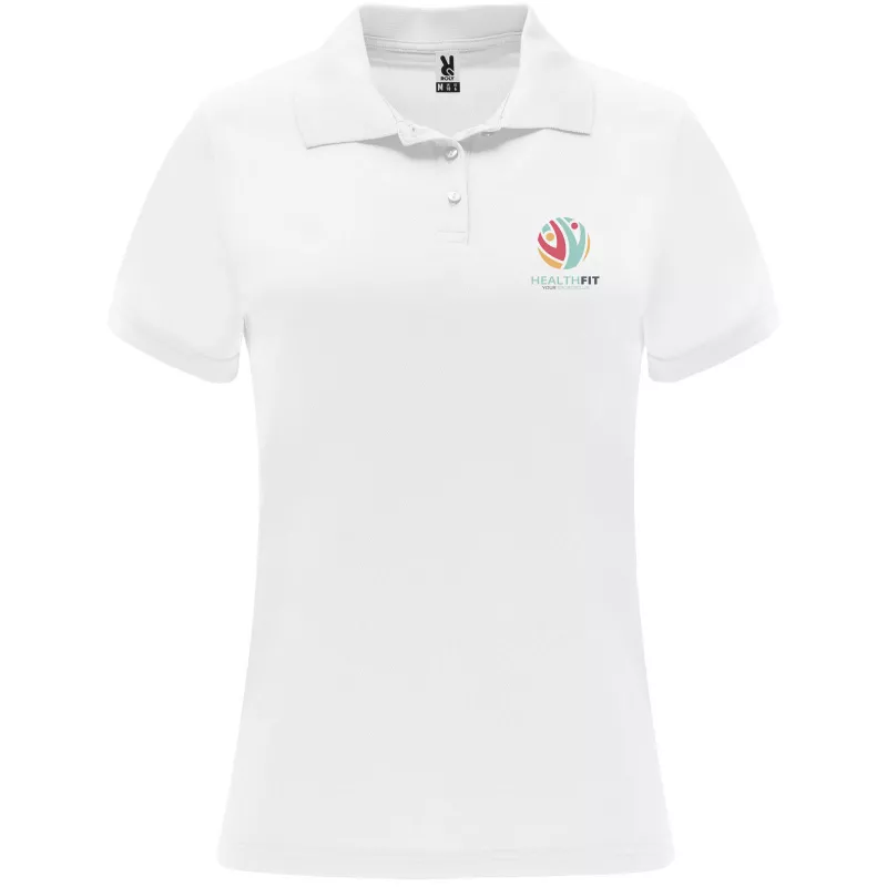 Damska sportowa koszulka polo z poliestru 150 g/m² ROLY MONZHA WOMAN 0410 - Biały (R0410-WHITE)