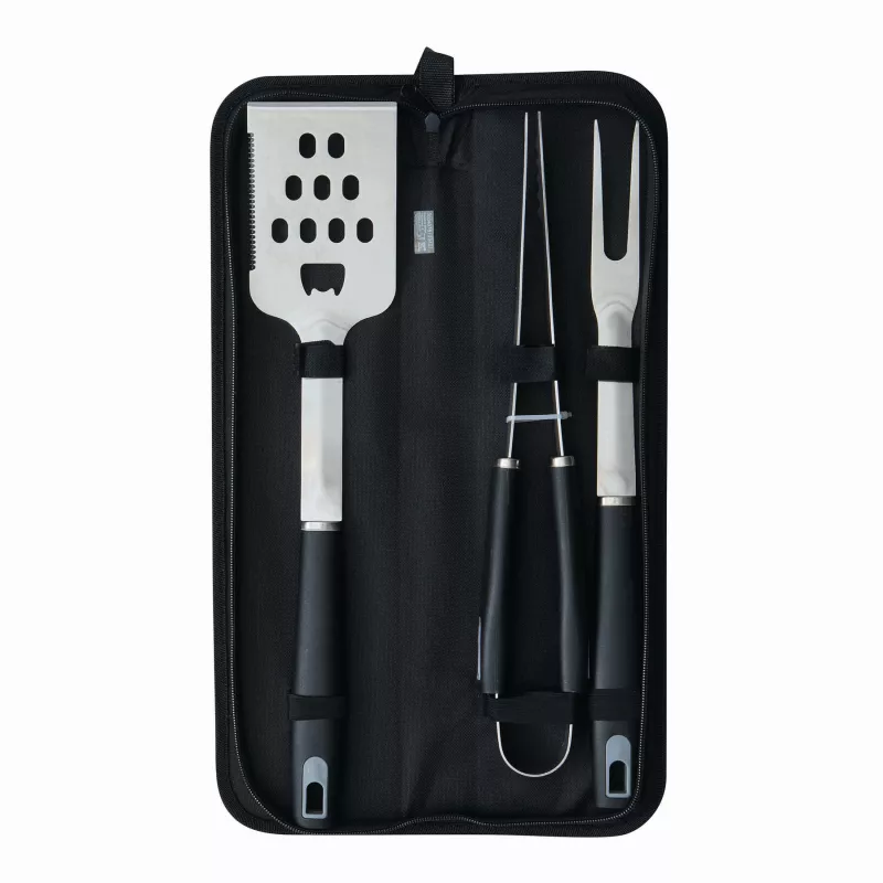 Sztućce do grilla ze stali nierdzewnej - czarny, srebrny (56-0604078)