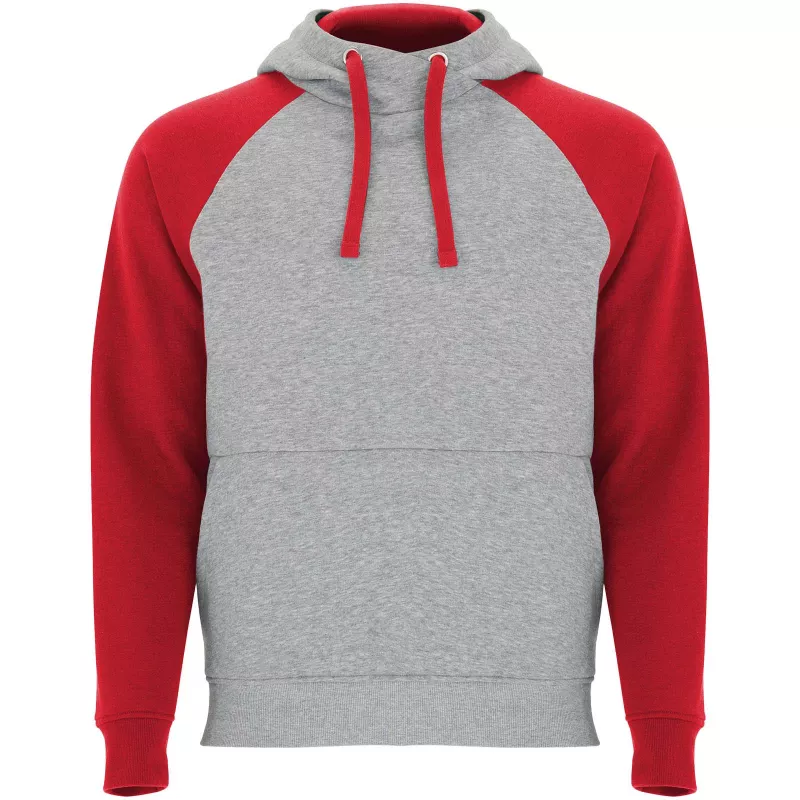 Badet dwukolorowa bluza z kapturem unisex - Czerwony-Szary melanż (R1058-H_GREY-RED)