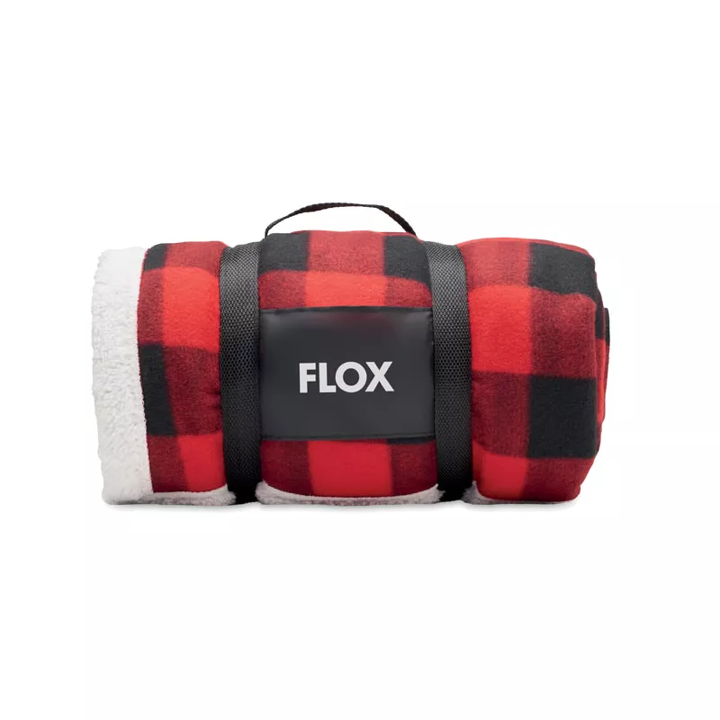 Koc polarowy z podszewką sherpa RPET 180 g/m² SHERMATT - Czerwony (MO2394-05)
