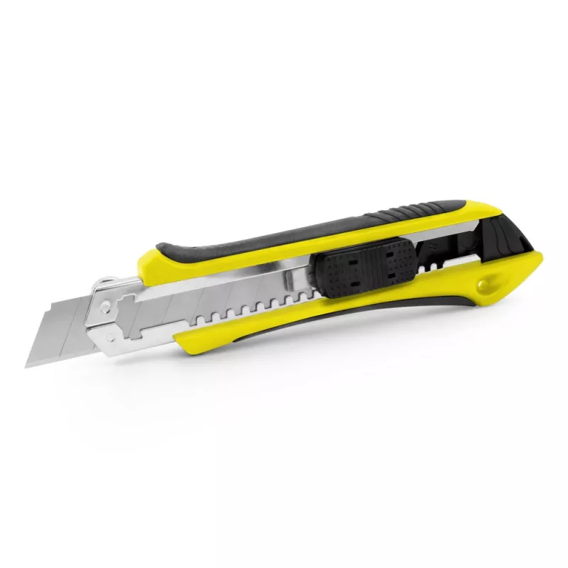Nóż do tapet z mechanizmem zabezpieczającym, zapasowe ostrza w komplecie | Sutton - żółty (V7237-08)